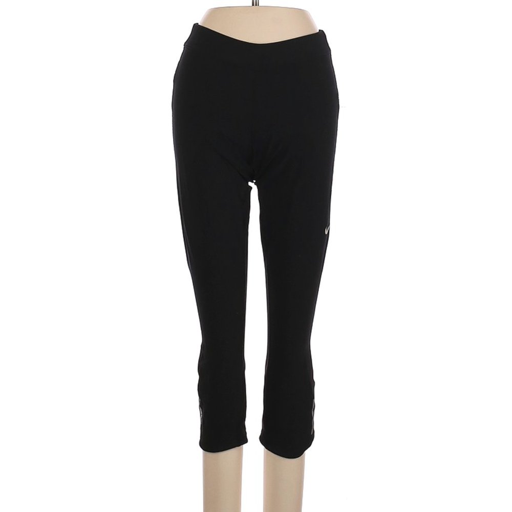 Nike Mid Rise Skinny Leg Cut Crop Black Legging Pants sz XS EUC
